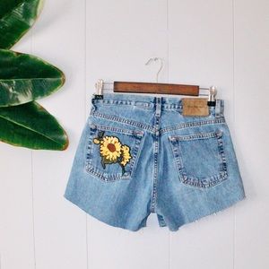 •CALVIN KLEIN• Sunflower Patch High Waisted Shorts